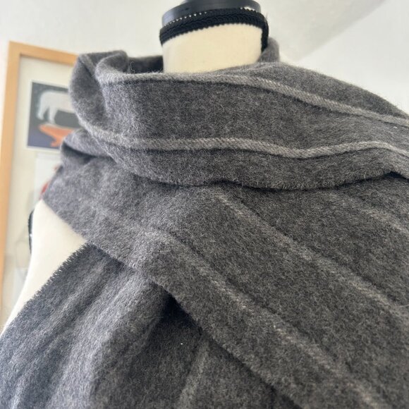 Fraas 100% Cashmere Scarf Gray on Gray Stripe Like New and so soft! - Picture 1 of 4